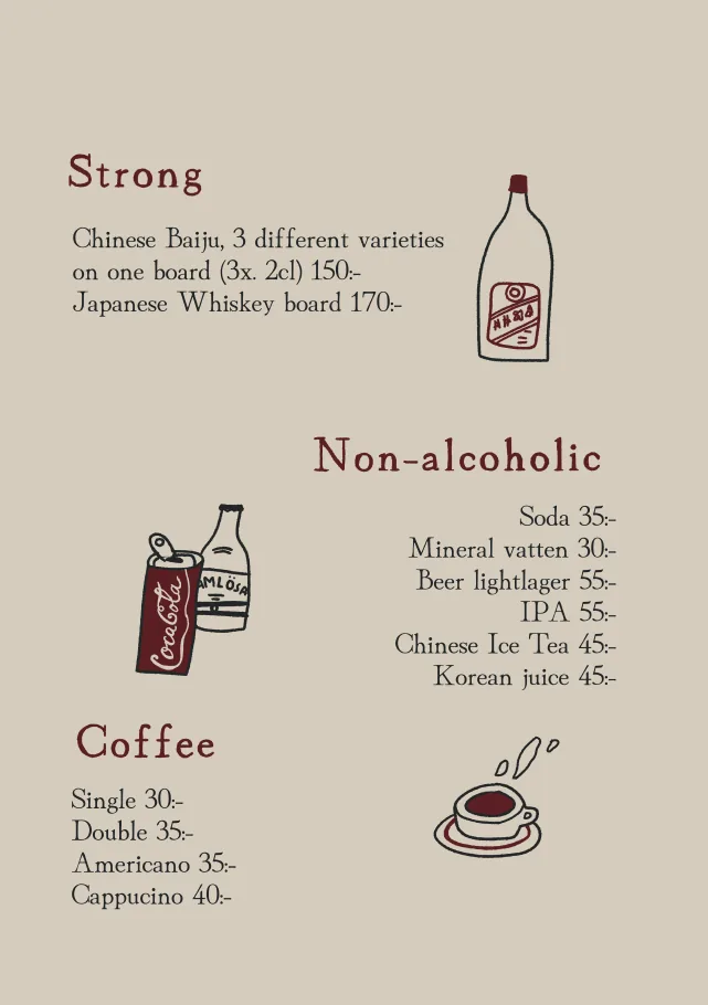 Sida 9: Strong, Non-alcoholic och Coffee